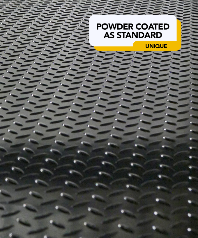 Close-up of dock leveller with powder coating finish