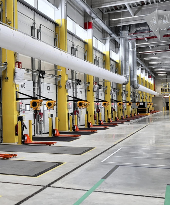 Row of doors and accessories